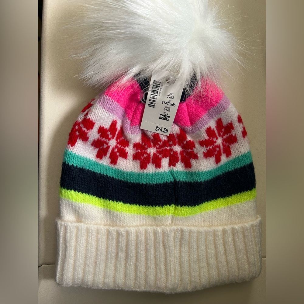 Aeropostale Women’s Knit Winter White Pom Pom Hat NWT